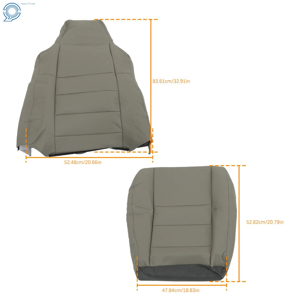 Set of 2 Leather Seat Covers for Ford F250 F350 F450 (2002–2007) Gray