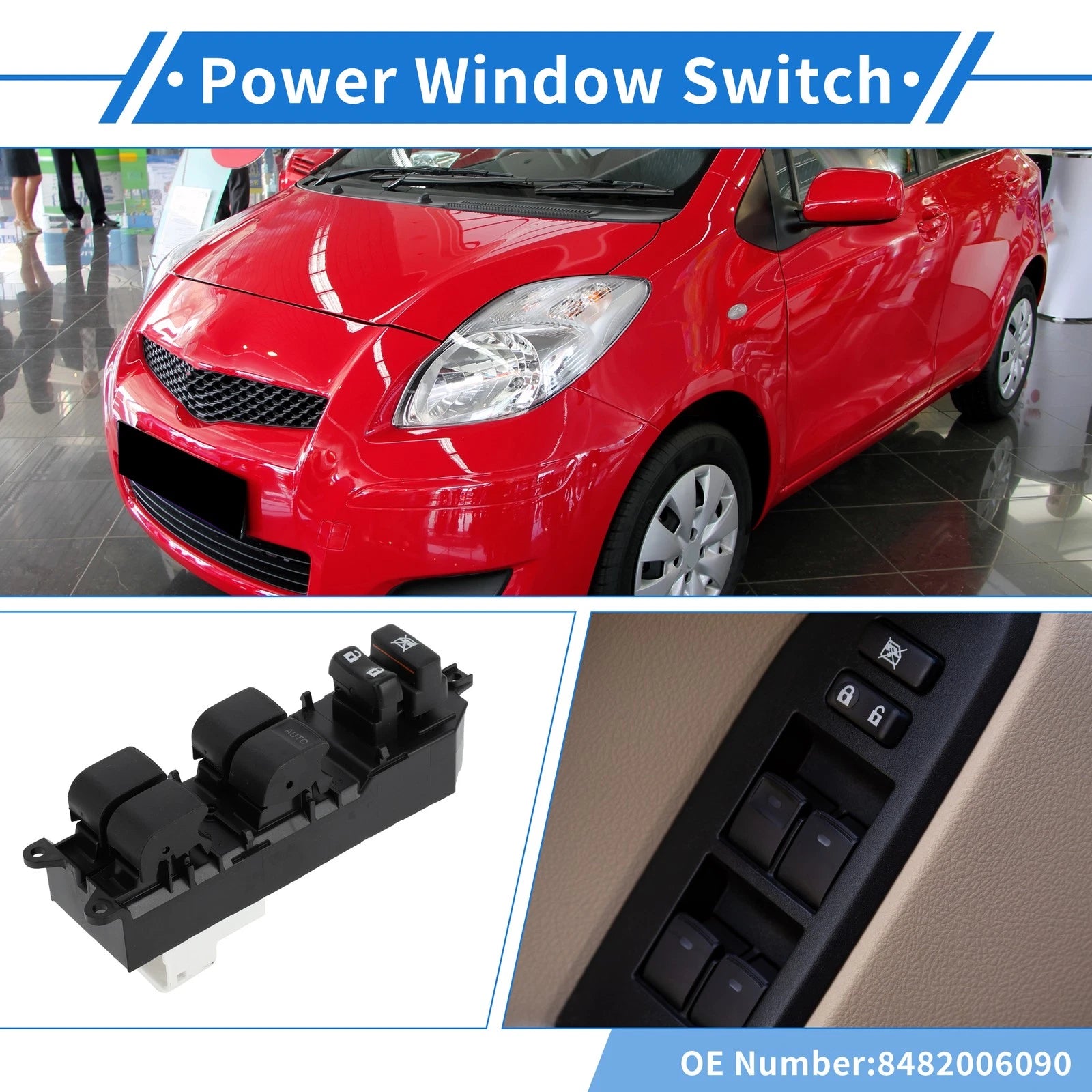 Front Right Power Window Switch for Toyota Camry Tacoma Highlander (2002–2020) No. 8482006090