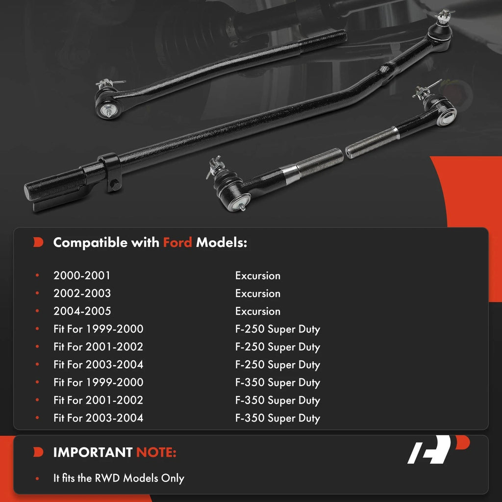 Set of 4 Front Inner Outer Tie Rod Ends for Ford F-250/F-350 Super Duty