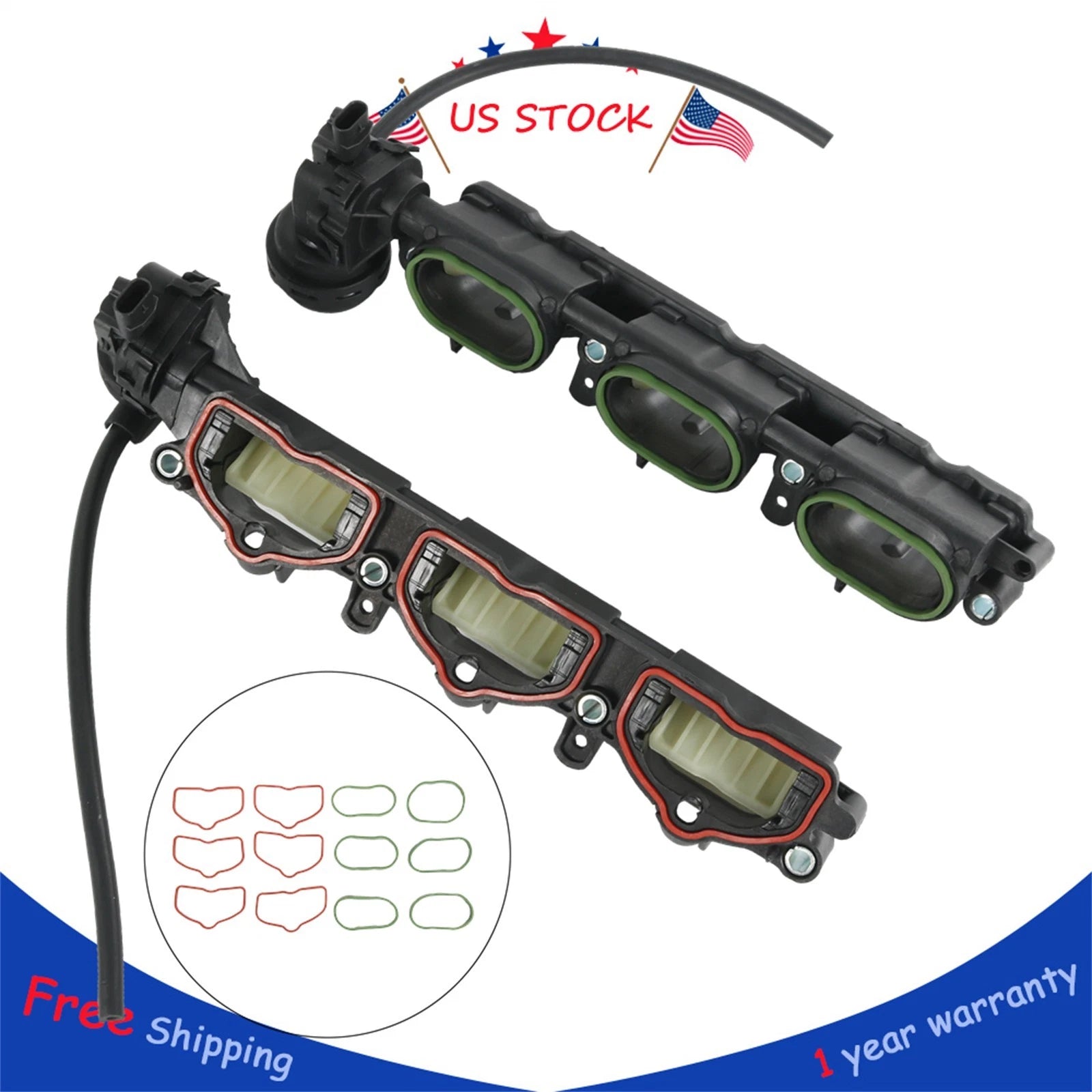 Set of 2 Intake Manifolds with Seal for Audi A6 A7 A8 Q7 V6 (2010–2018)