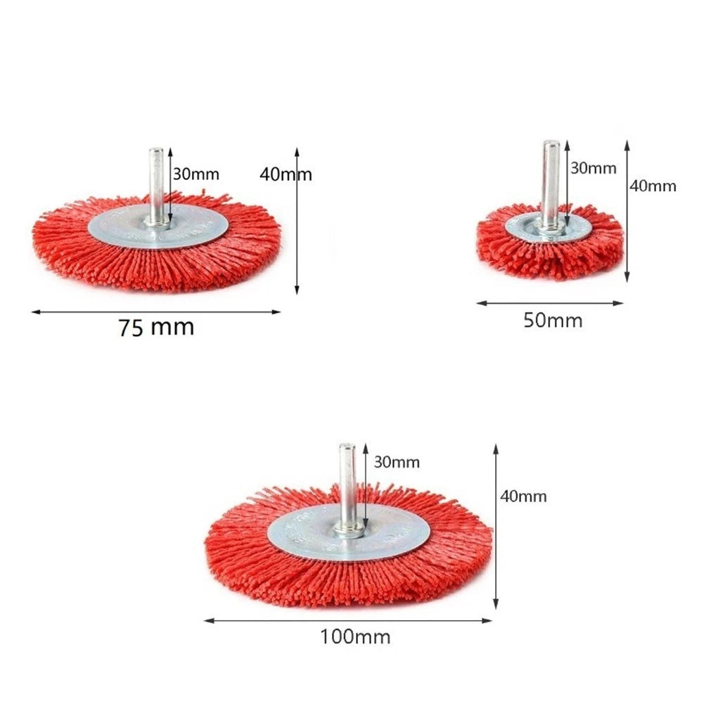 Brush Grinding Wheel Set of 3 for Universal Use (50mm/70mm/100mm)