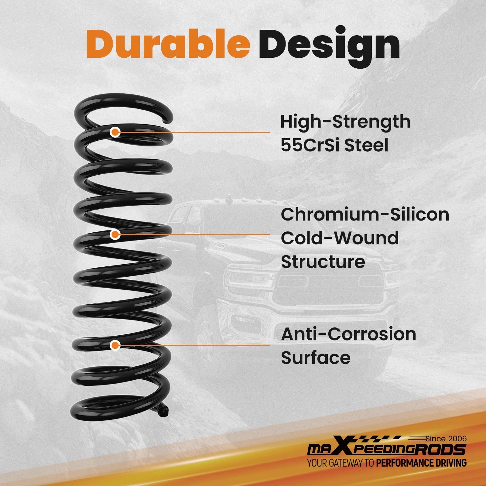 2-2.5" Lift Spring for Ram 2500/3500 (2013–2024) Powder Coated Steel
