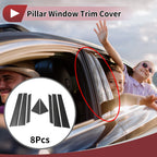 8 Pcs Car Door Pillar Window Trim for Kia Niro (2017–2020) Black Carbon Fiber