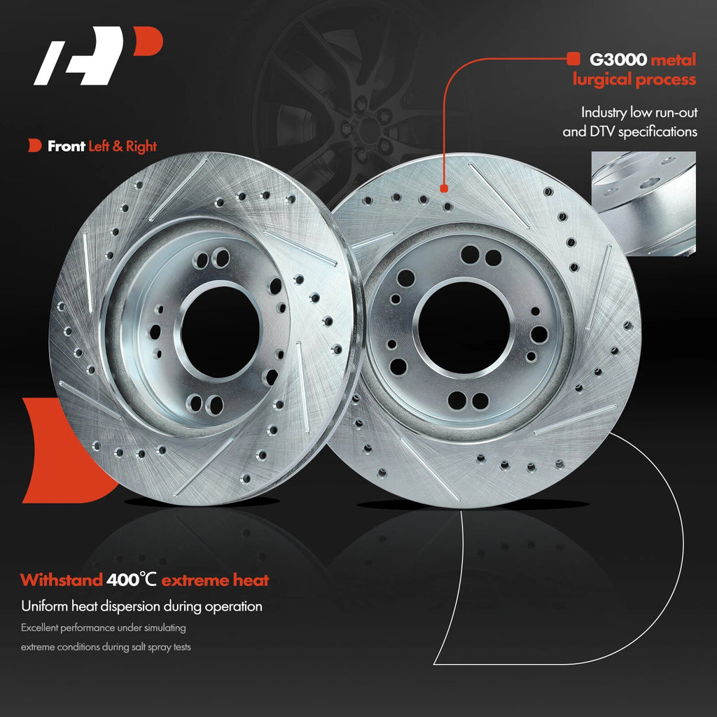 Front Drilled Rotors & Ceramic Brake Pads for Dodge Stratus (2001-2006)
