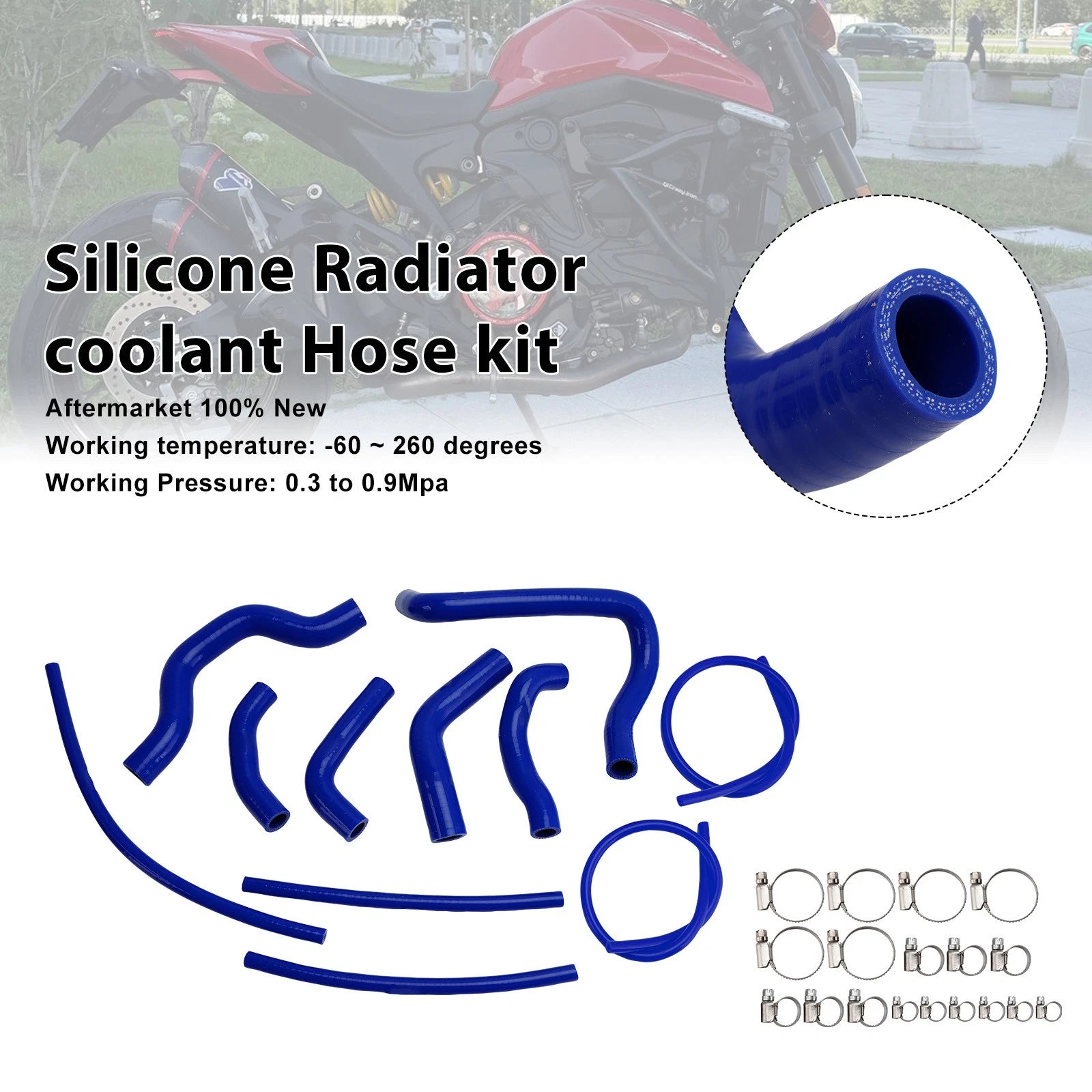 Silicone Radiator Coolant Hose for Ducati Monster 937 (2021–2025) Blue#13