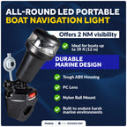 LED Portable Boat Navigation Light with Swivel Base and Rail Mount