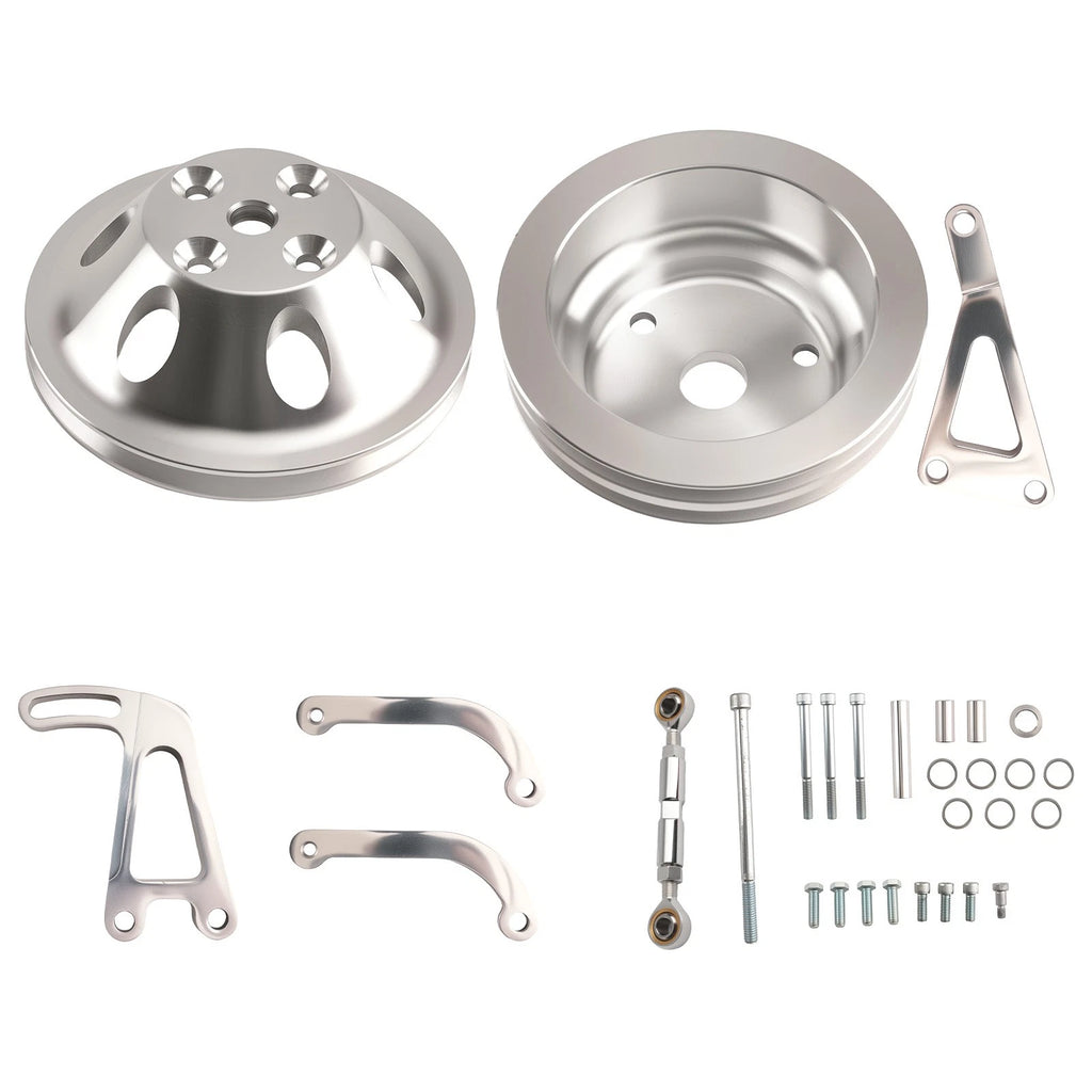 Engine Drive Pulley Set for Chevy 283-350 (1963–1987) Long Water Pump