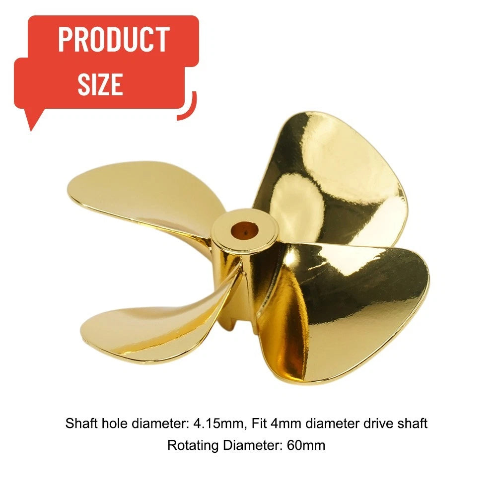 4-Blade Metal Propeller 55mm/60mm for RC Boat (RC Marine ROV)
