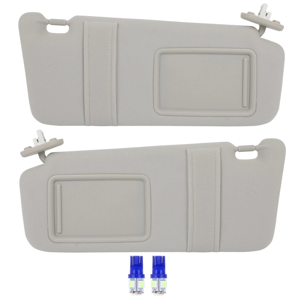 Set of 2 Gray Sun Visors with Mirror Light for Toyota Venza (2009–2016)