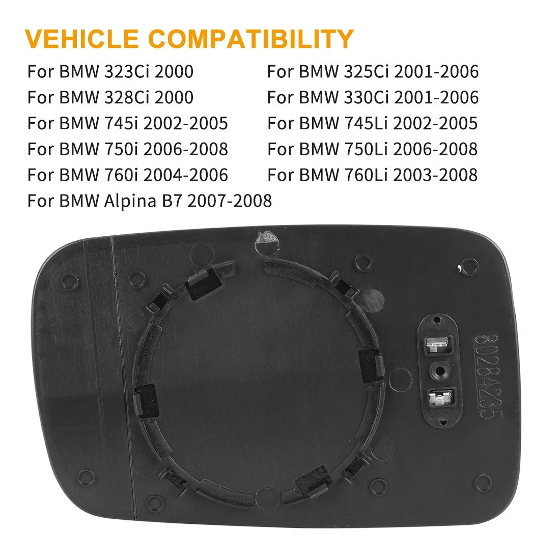 Heated Mirror Glass with Backing Plate for BMW 745i (2002–2005)