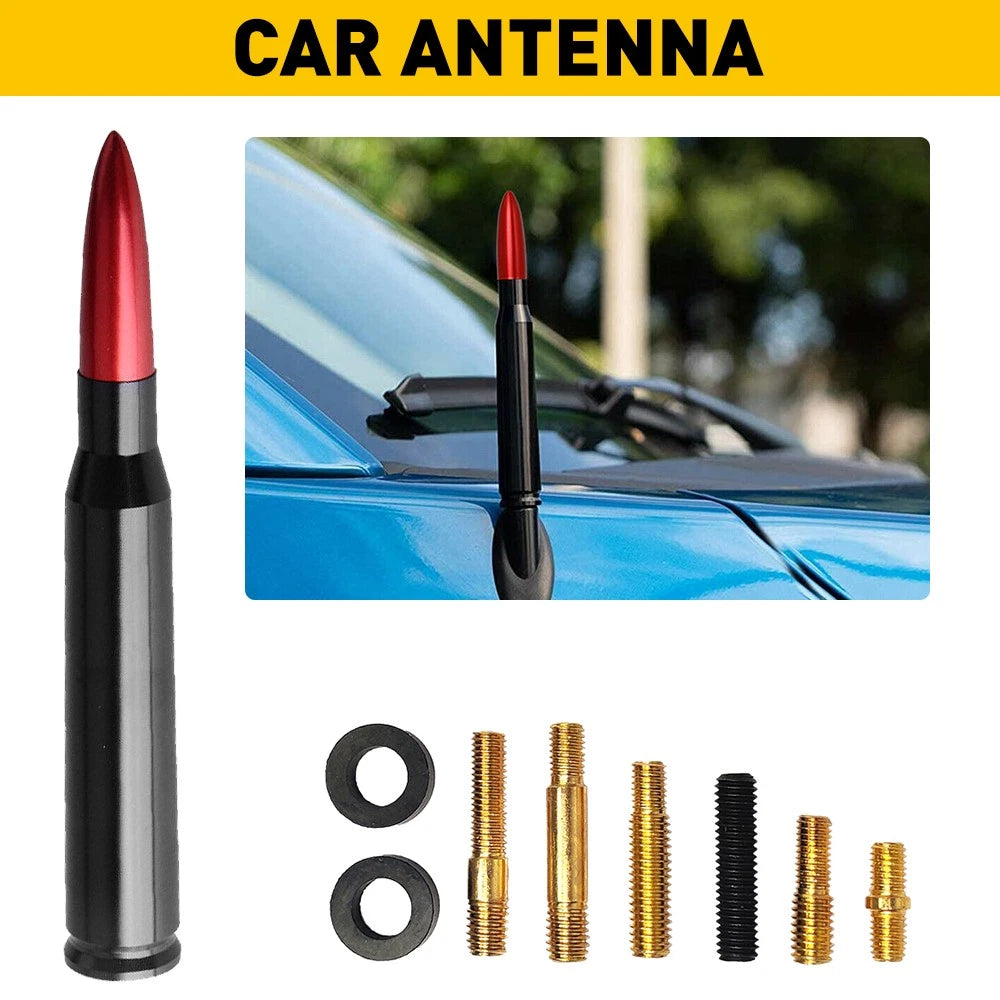 Red Bullet Antenna 50 Cal for Chevrolet Silverado 1500/2500/3500, GMC Sierra