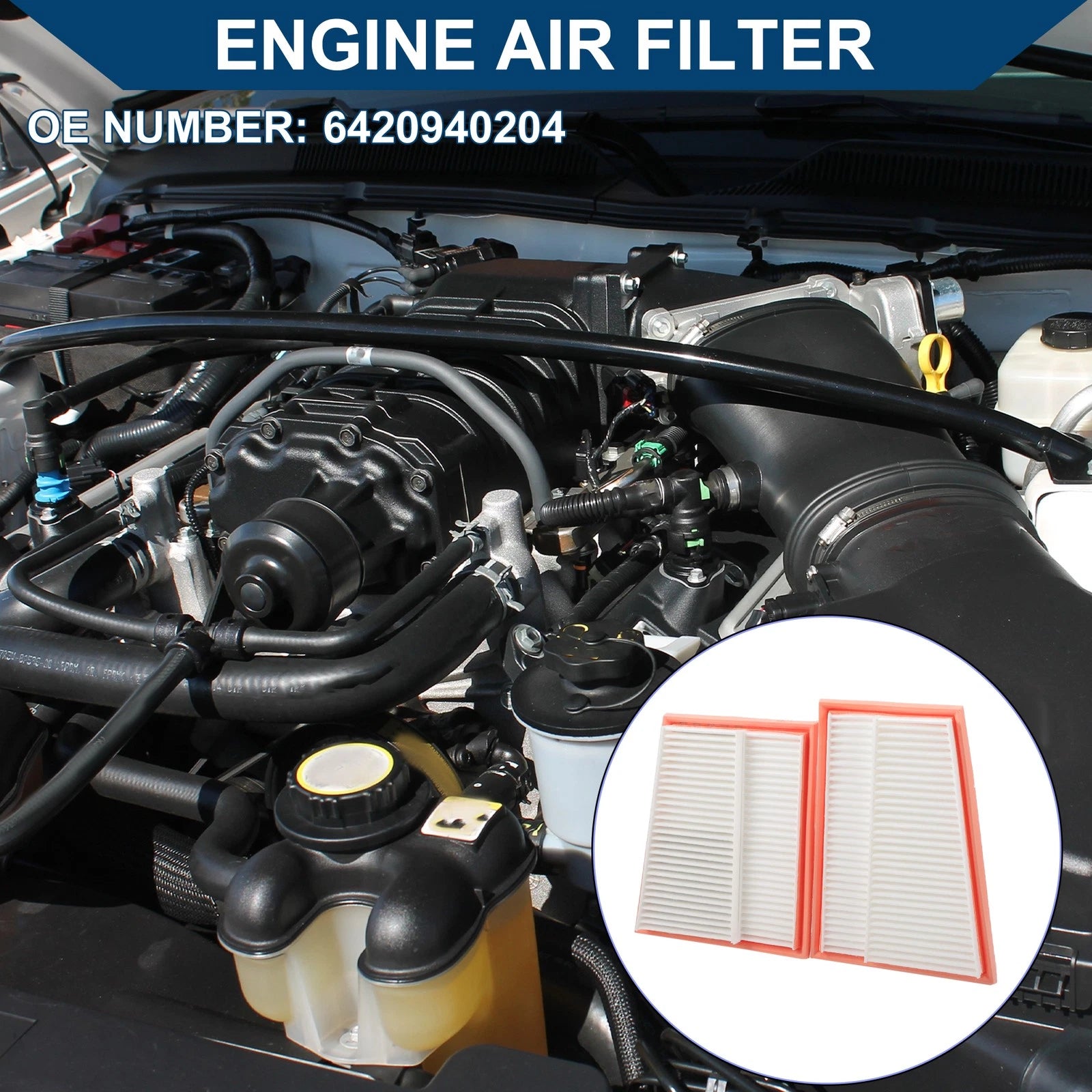 Set of 2 Engine Air Filters No. 6420940204 for Mercedes-Benz C320 (2000–2015)