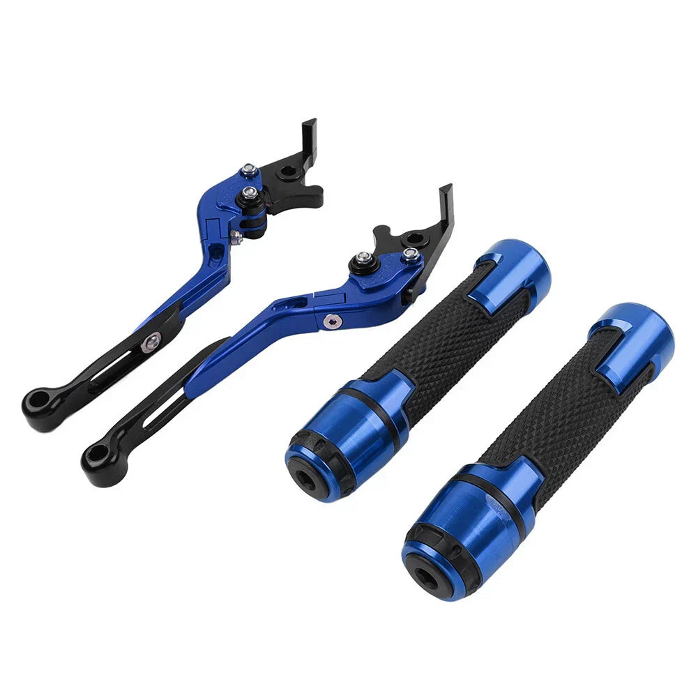 Blue Extendable Brake Clutch Lever Grip Set for BMW R1200GS R1250GS (2013-2023)