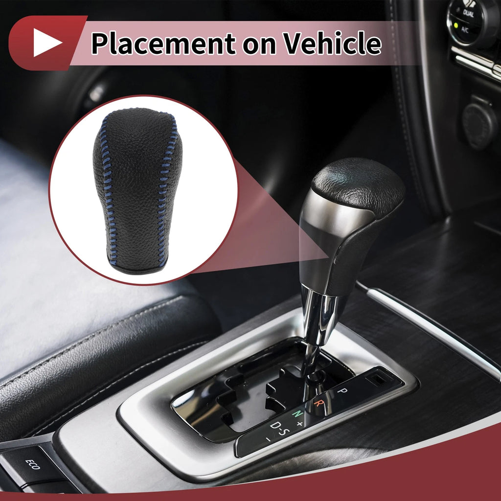 1 Pc Gear Shift Knob Cover for Hyundai Tucson (2015–2018) Black Blue Faux Leather