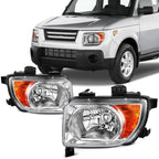 2X Headlight Assembly for Honda Element (2003–2008) Chrome Amber