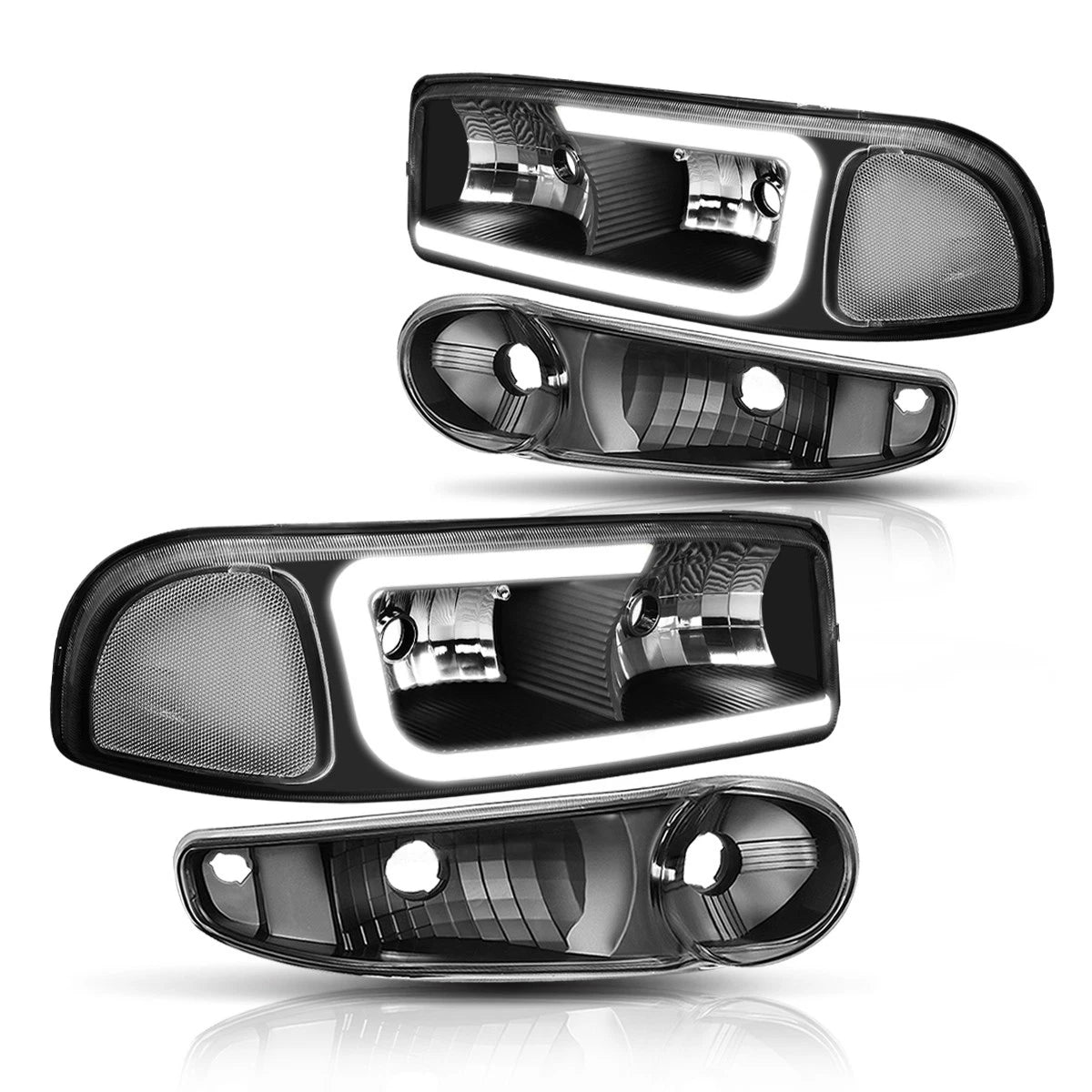 LED DRL Headlight Set for Yukon XL/Sierra Denali (2000–2006) w/ Bumper Lamps