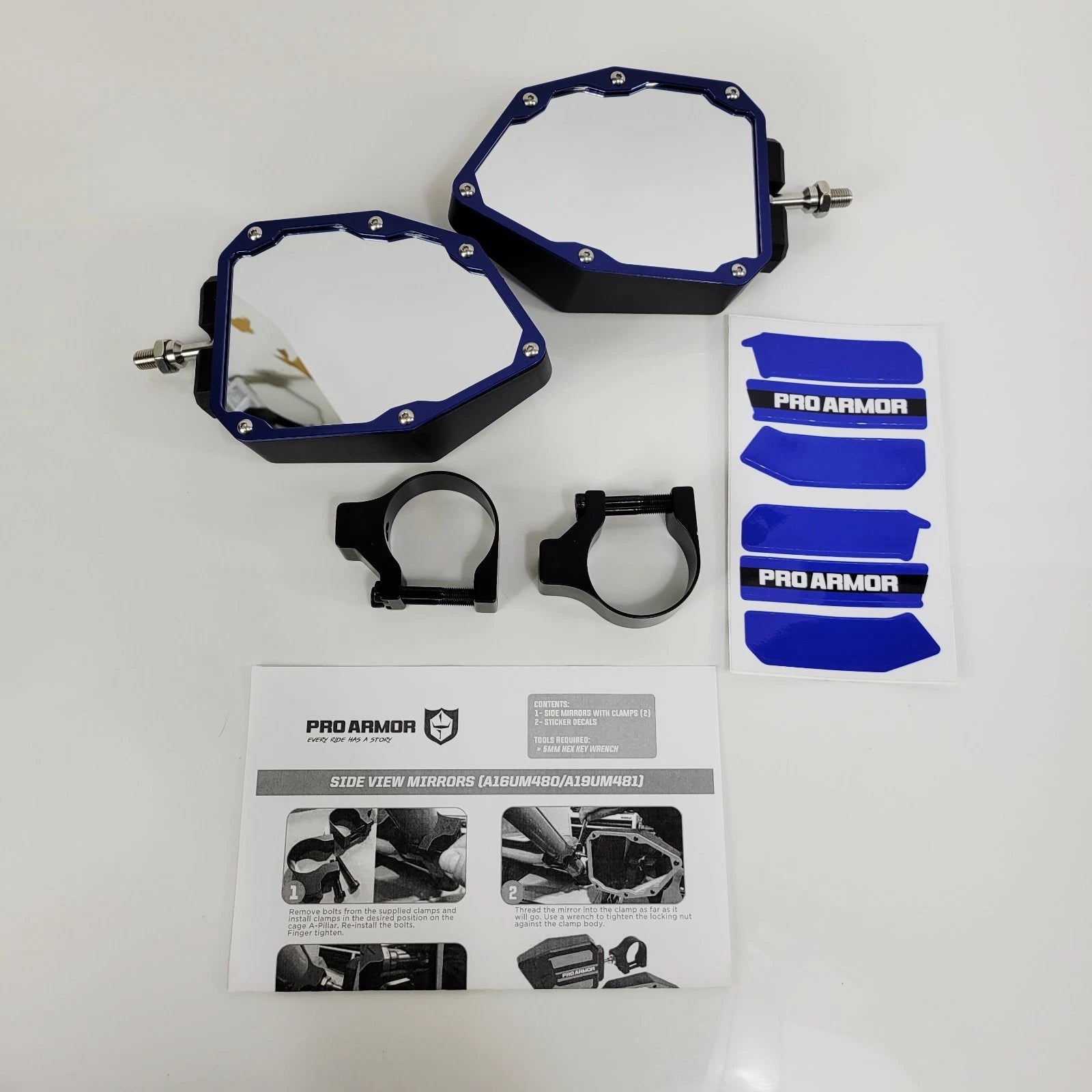 Pro Armor Side View Mirrors for Kawasaki Can-Am (Universal, 2" Clamp)