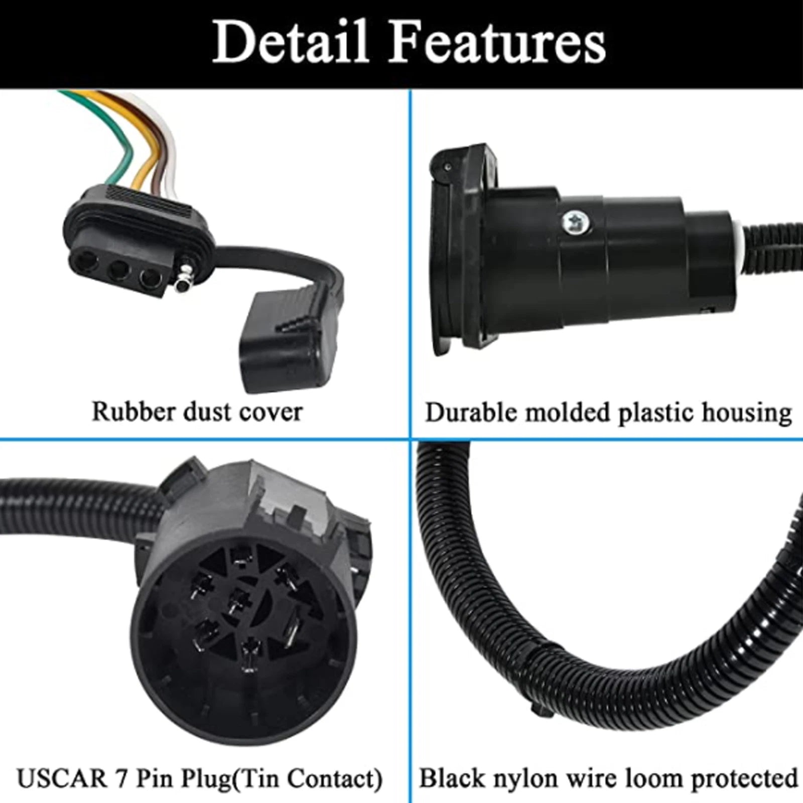 7 Way Trailer Tow Wiring Adapter & 4 Pin Light Plug for Chevy Colorado (2008–2019)