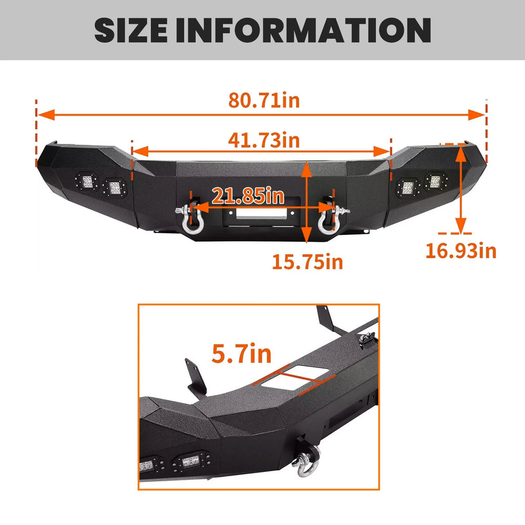 Front Bumper for Toyota Tundra (2007–2013) Steel Winch Ready w/ D Rings & Lights