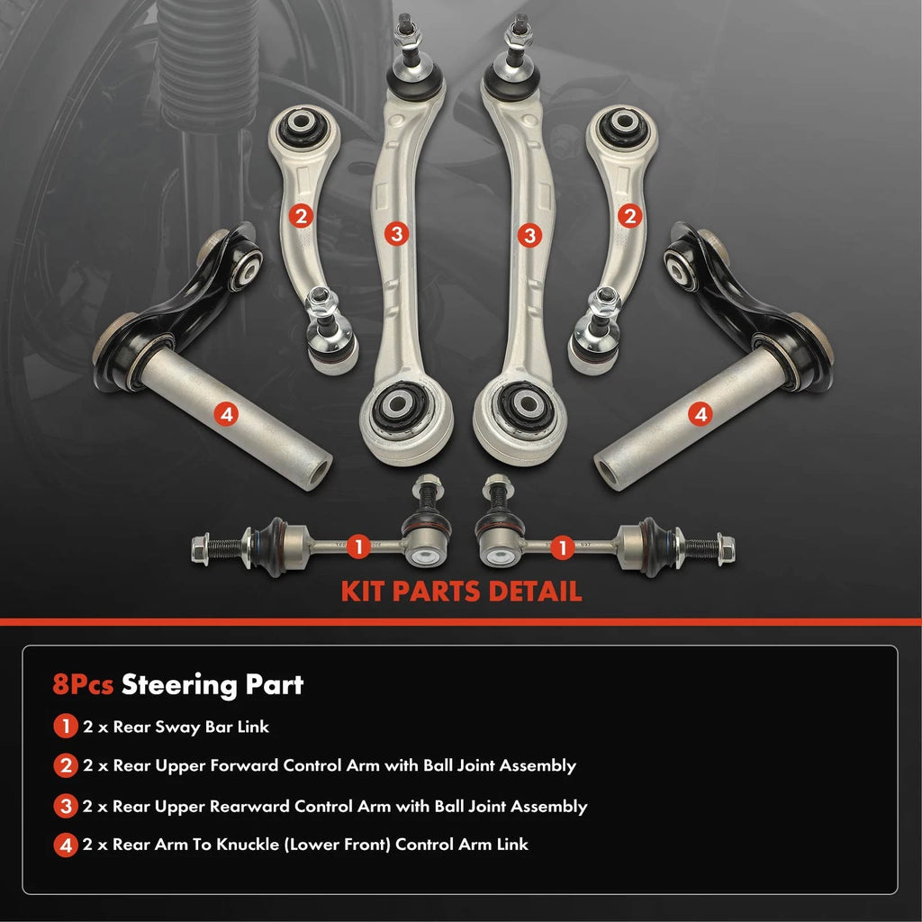 Set of 8 Rear Control Arms & Sway Bar Links for BMW X5 X6 (2007–2019)