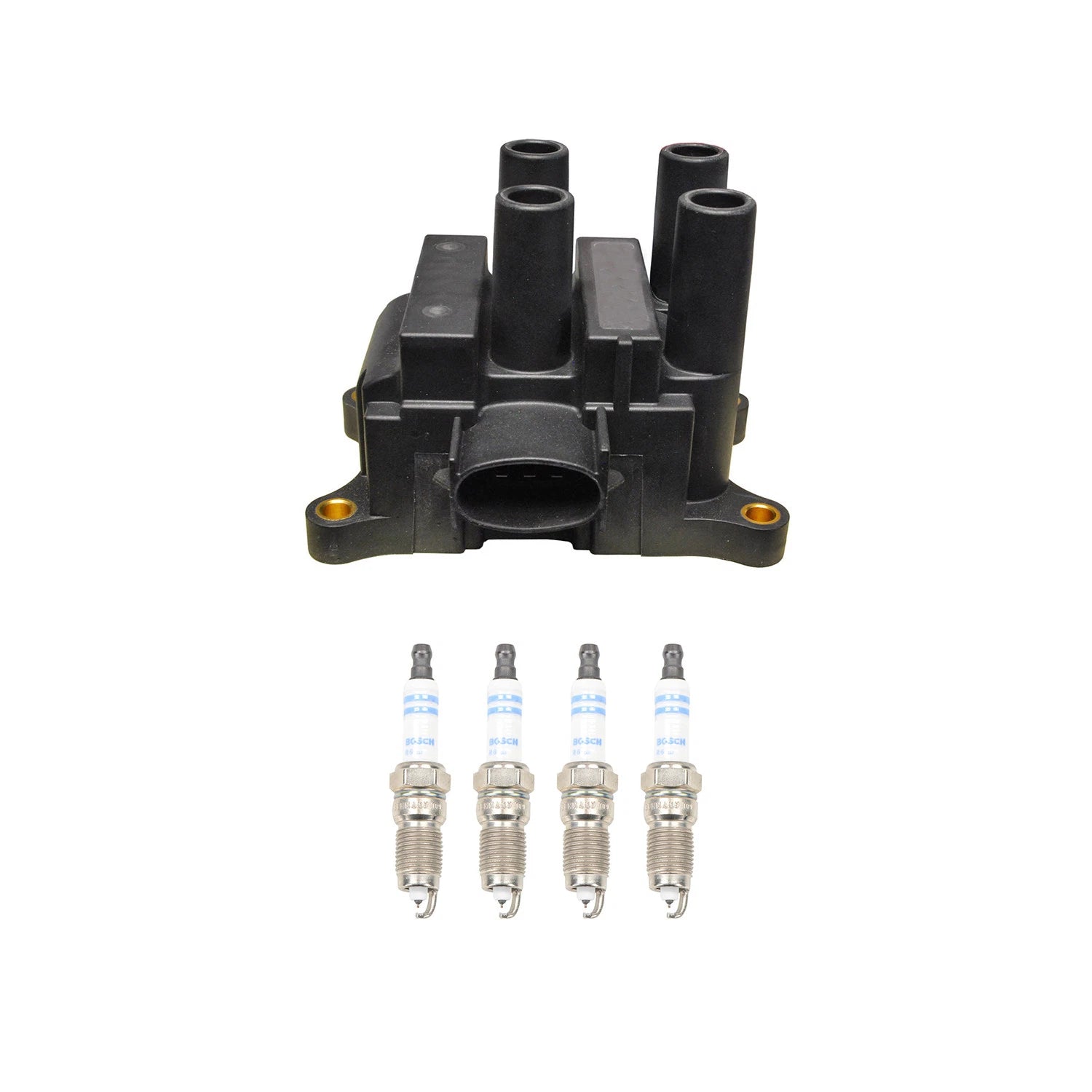 Denso Ignition Coil & Bosch Double Iridium Spark Plug Kit for Ford Focus (2000–2011)