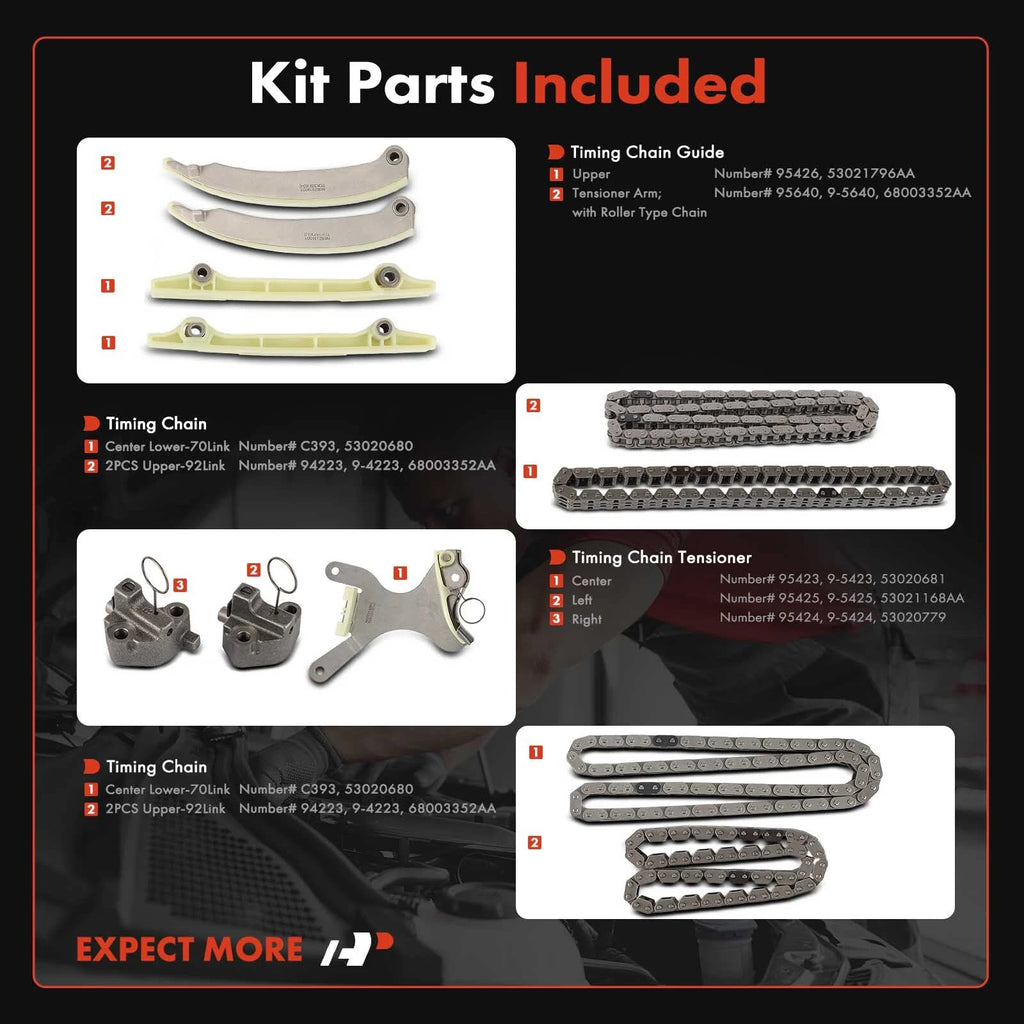 10X Timing Chain Kit for Ram 1500 2500 (2011–2013) Jeep Grand Cherokee
