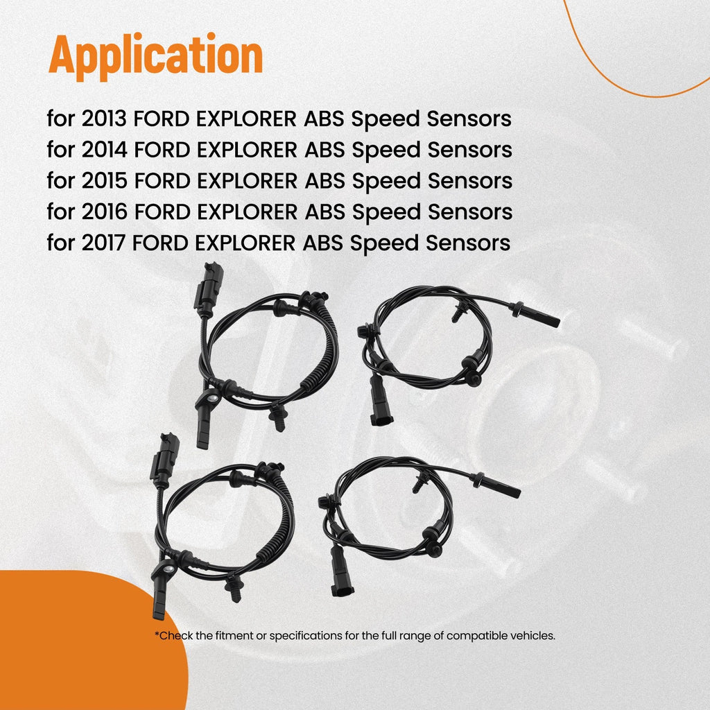 Set of 4 ABS Wheel Speed Sensors for Ford Explorer (2013–2019)
