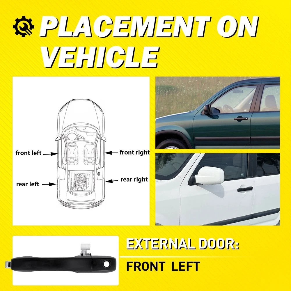 Left Side Front Exterior Door Handle Black for Honda CR-V (2002–2006) EPY