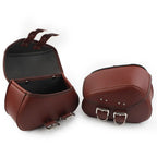 Brown PU Leather Saddle Bags for Sportster Dyna Motorcycle