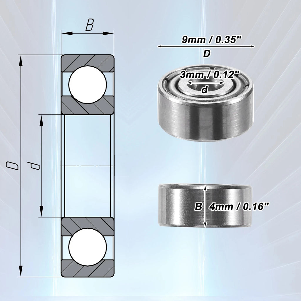 5 Pcs MR93ZZ 3x9x4mm Deep Groove Ball Bearings for Cars (Universal)