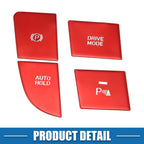 Set of 4 Handbrake Drive Mode Switch Button Covers for Hyundai Elantra (2021–2023) Red
