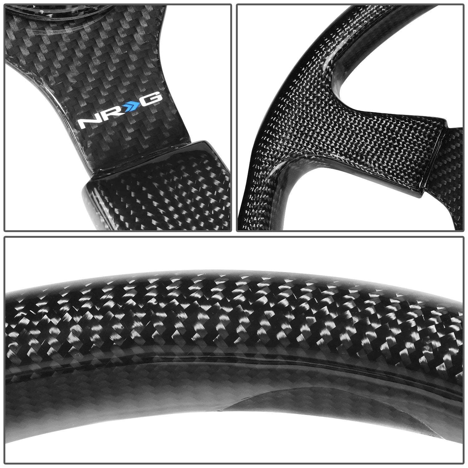 NRG ST-012CF 350mm Flat Dish 3-Spoke Carbon Fiber Steering Wheel for Universal