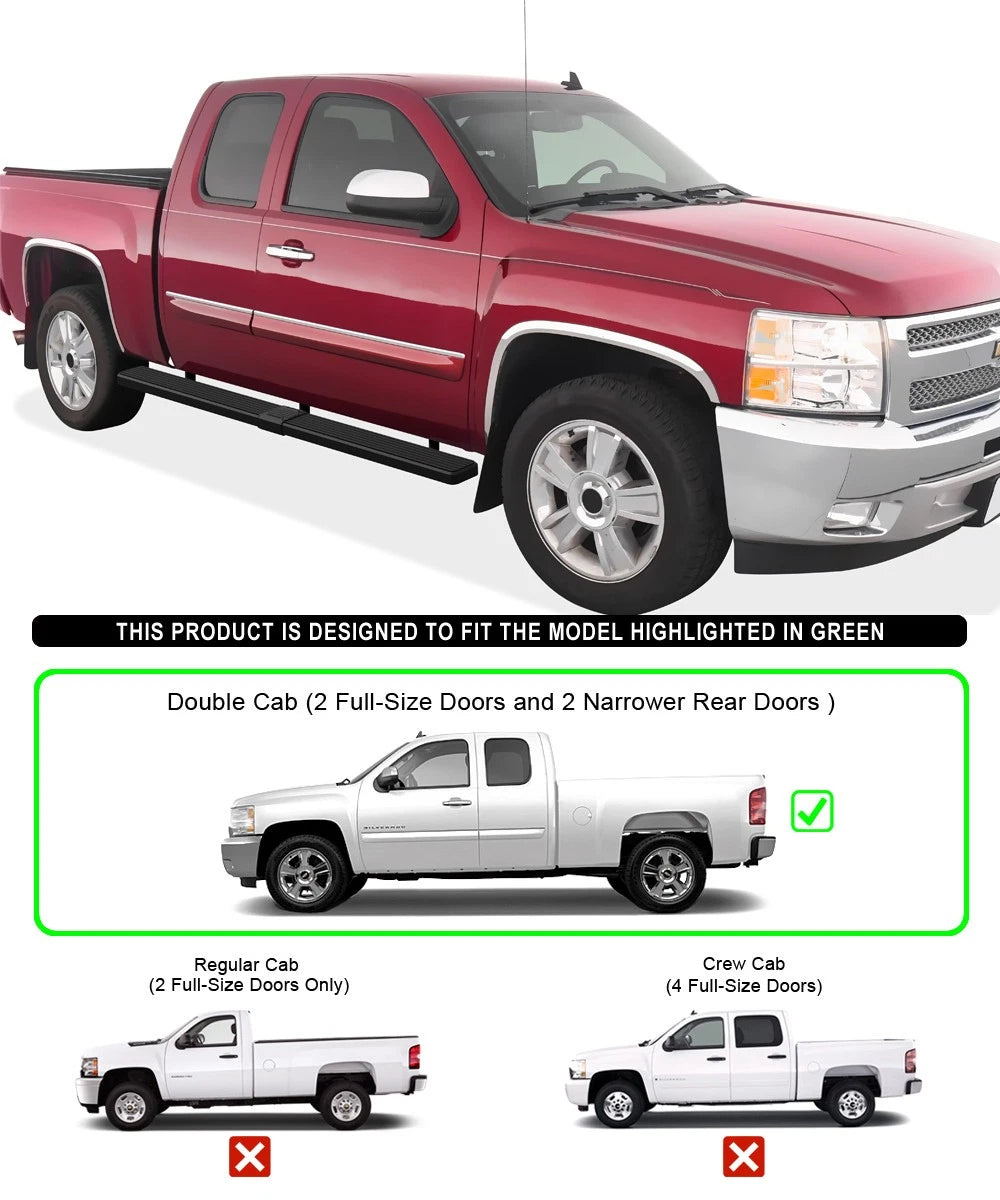 5in Wheel to Wheel Running Boards for Silverado Sierra Double Cab (1999-2013)