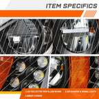 Full LED Black Housing Turn Signal Headlights for Freightliner M2 106 112 (2003–2018)