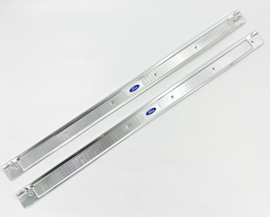 Door Sill Scuff Plates w Blue Decal for 1966–1969 Ford Fairlane