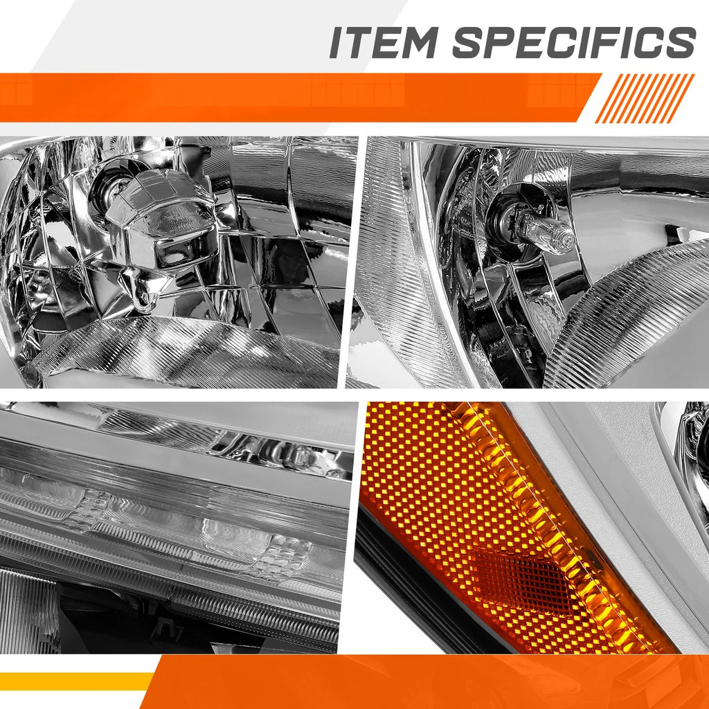 LED DRL Bar Headlight for Nissan Rogue (2014–2016) - Chrome Housing, Amber Side