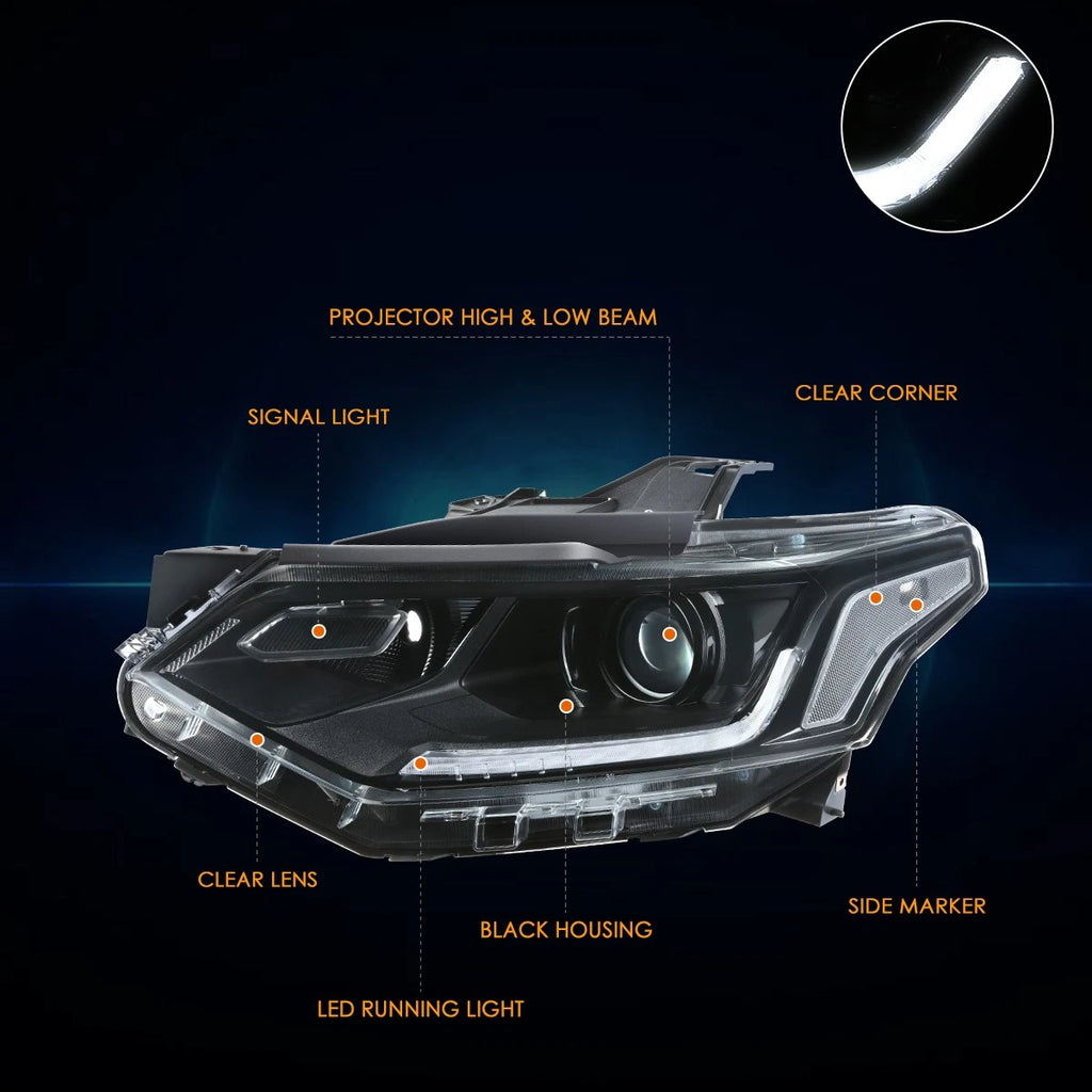 Right Side Headlight Lamp for Ford Flex (2009–2012) Chrome Amber Corner