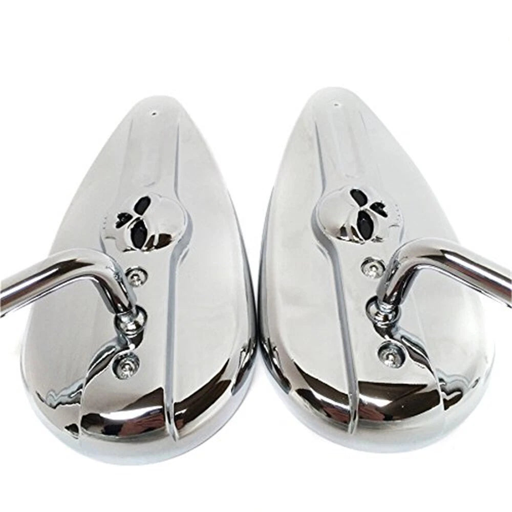Chrome Skull Side Mirrors for Harley Springer Softail EFI Sportster 1200 (2004–2023)