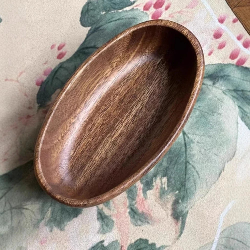 Wooden Salad Bowl Mini Boat for Home Decor (Walnut)