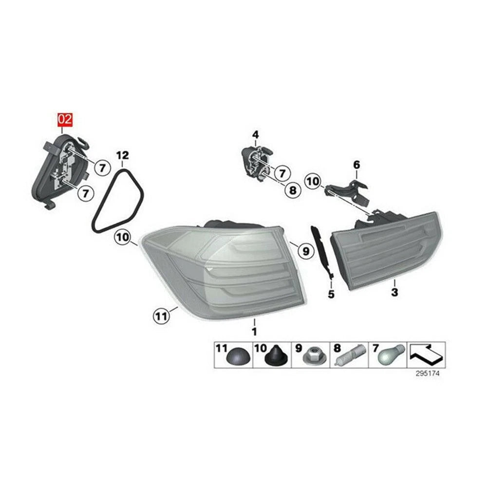 Passenger Right Rear Bulb Socket Tail Light for BMW 320i 328i 335i (2012–2015)