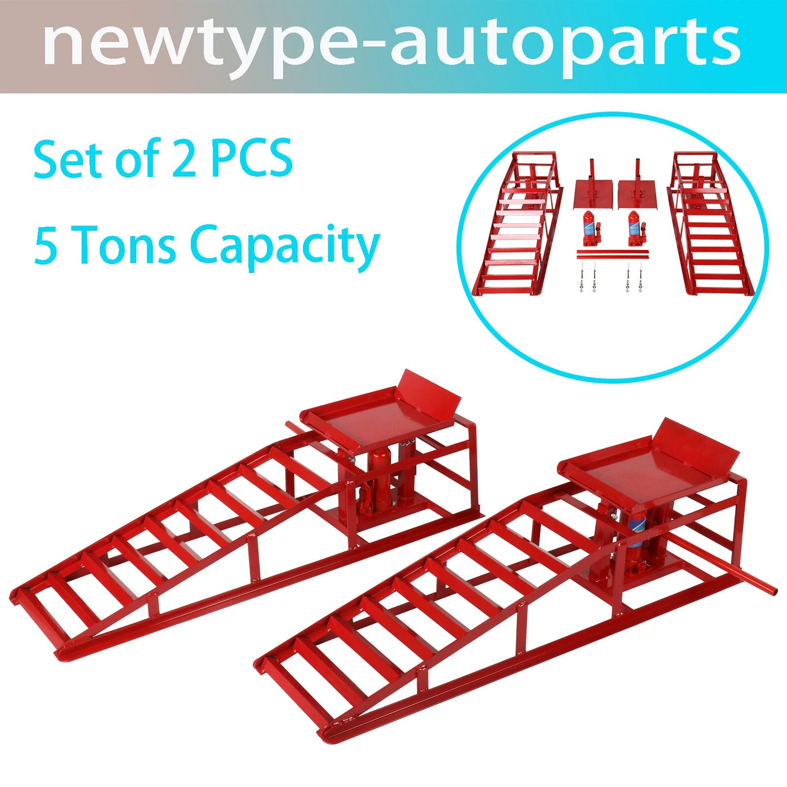 2X Hydraulic Car Lift Ramps 5 Ton for Car Truck (Universal)