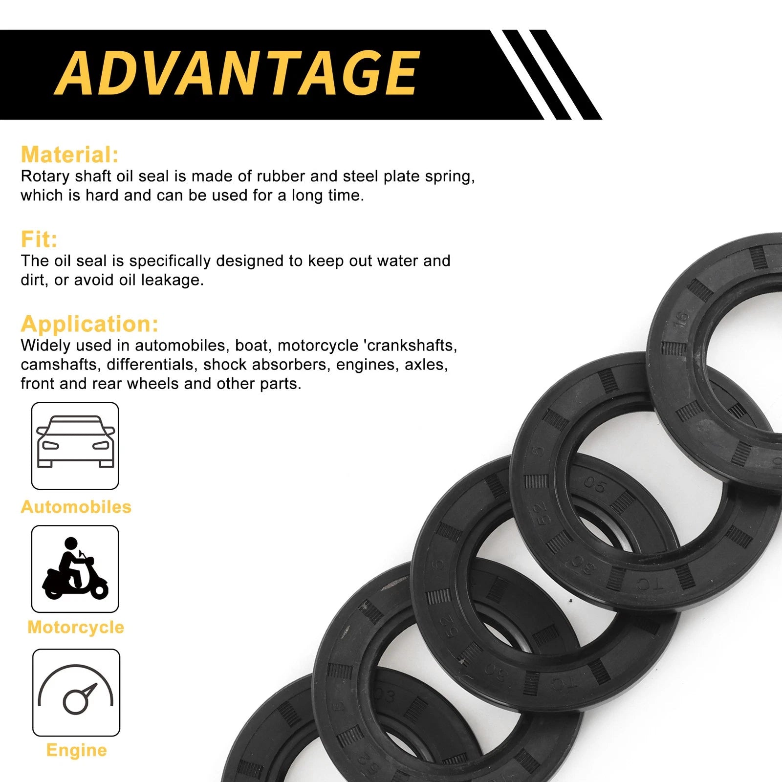 Set of 5 Oil Seal Rotary Shaft Seal NBR Rubber 30x52x5mm