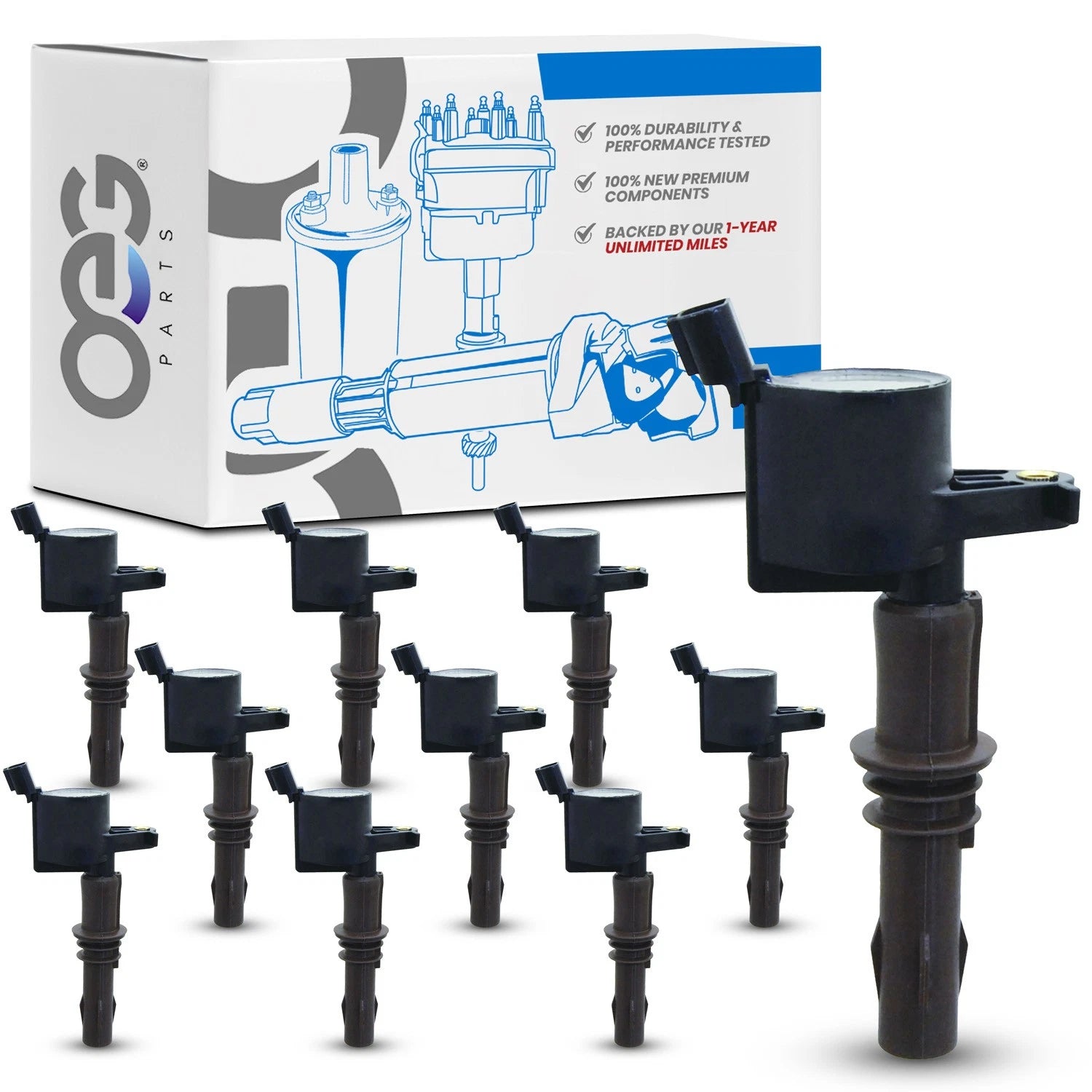 Set of 10 Ignition Coils for Ford F-550 Super Duty (2009–2019)