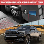 Set of 5 Front Rear Seat Covers Pads for Dodge Ram 1500 (2009–2023) Black Red