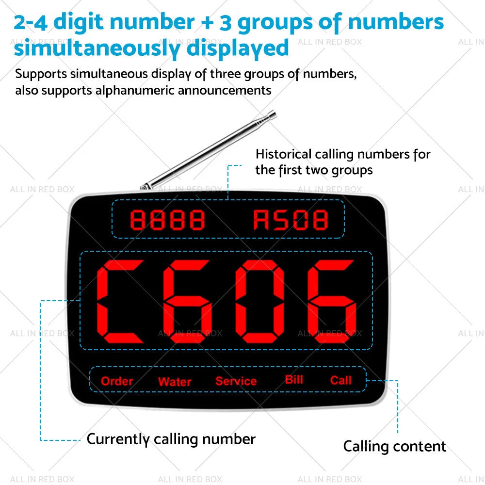 Wireless Restaurant Pager System 10-Buzzer for Food Truck Cafe Club