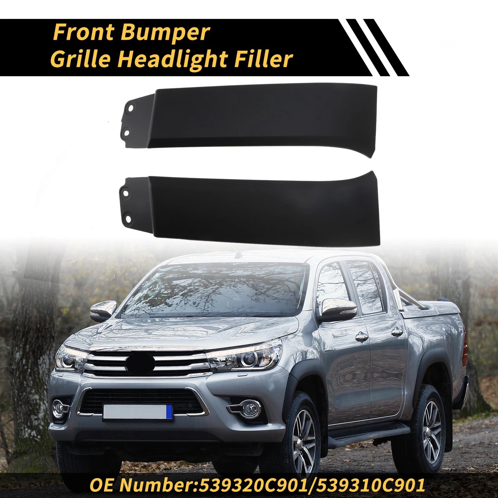 Pair Front Bumper Grille Headlight Filler for Toyota Tundra (2007–2013) No. 539320C901