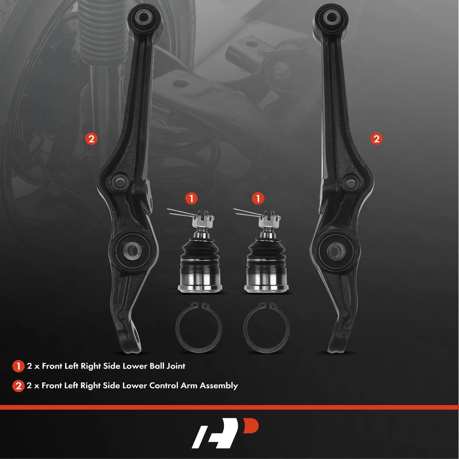 2X Front Lower Control Arm Ball Joint for Honda Accord (1998-2002)