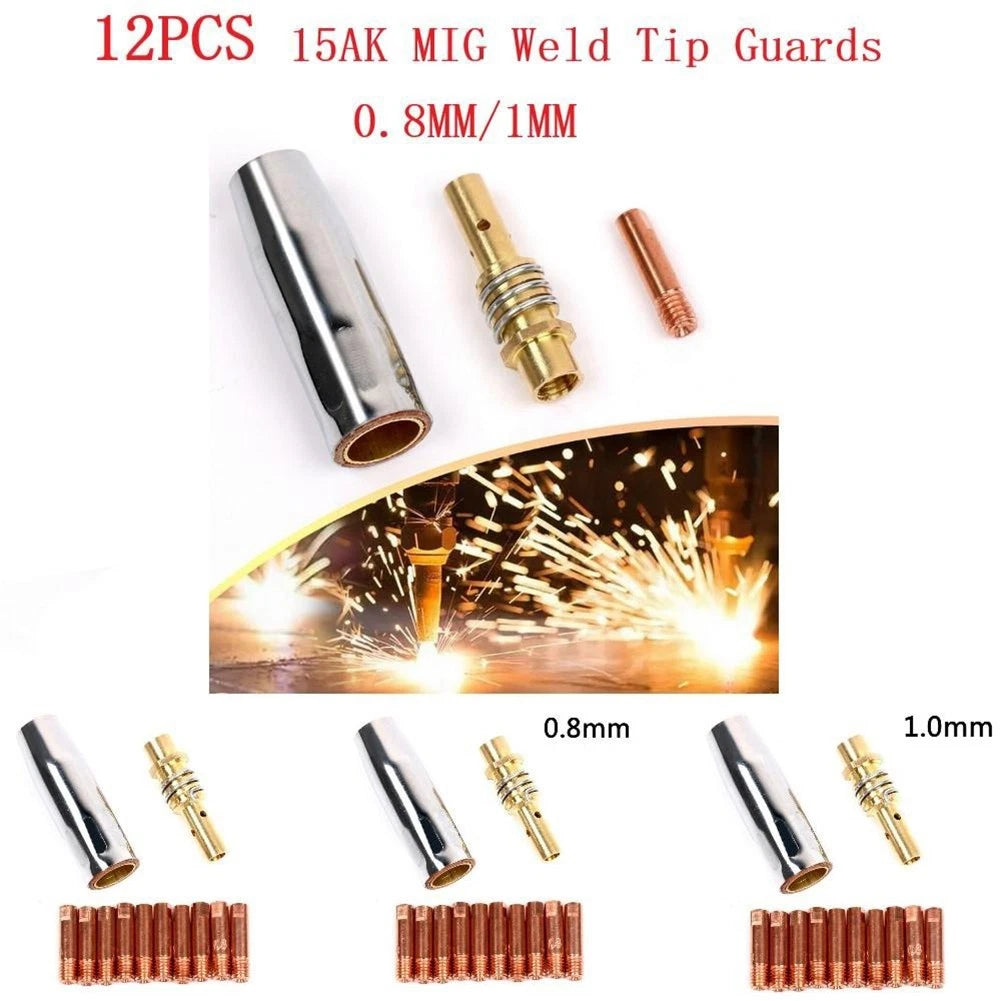 Set of 12 MIG Torch Welding Contact Tips 0.6/0.8/1.0mm for MB15