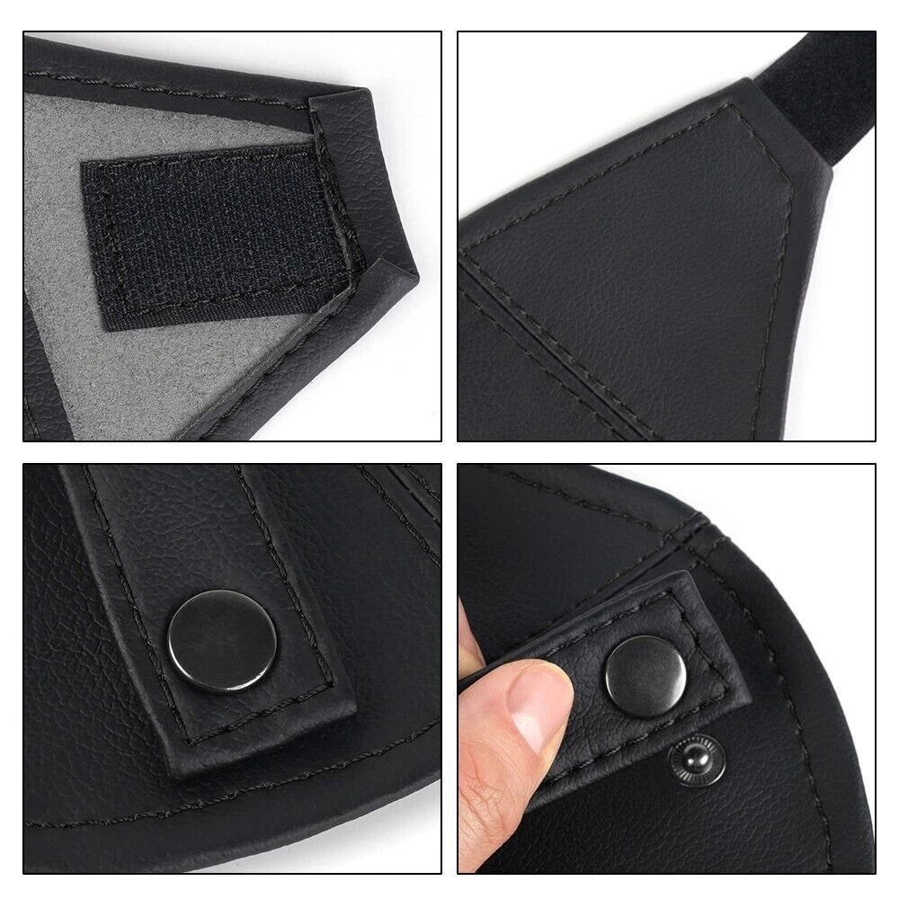 Black Leather Bucket Seat Belt Guide for JDM Cars