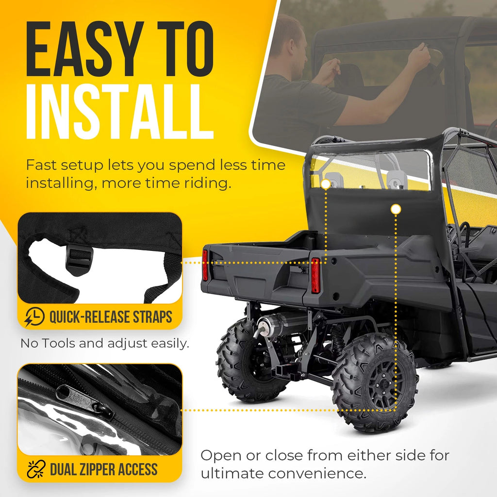 Soft Rear Panel Window Windshield for Honda Pioneer 700/700-4 (2014–2025)